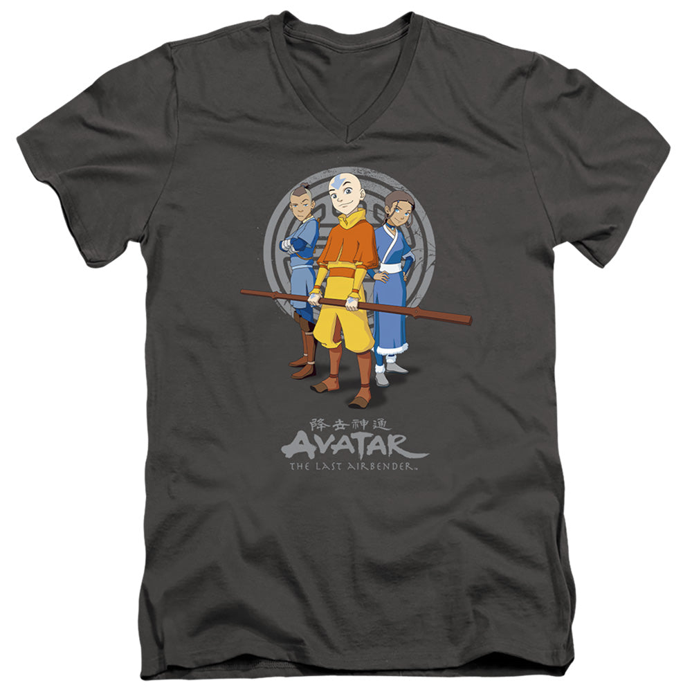 AN OFFCIALLY LICENSED AVATAR THE LAST AIRBENDER TEAM AVATAR MEN'S V-NECK T-SHIRT CHARCOAL
