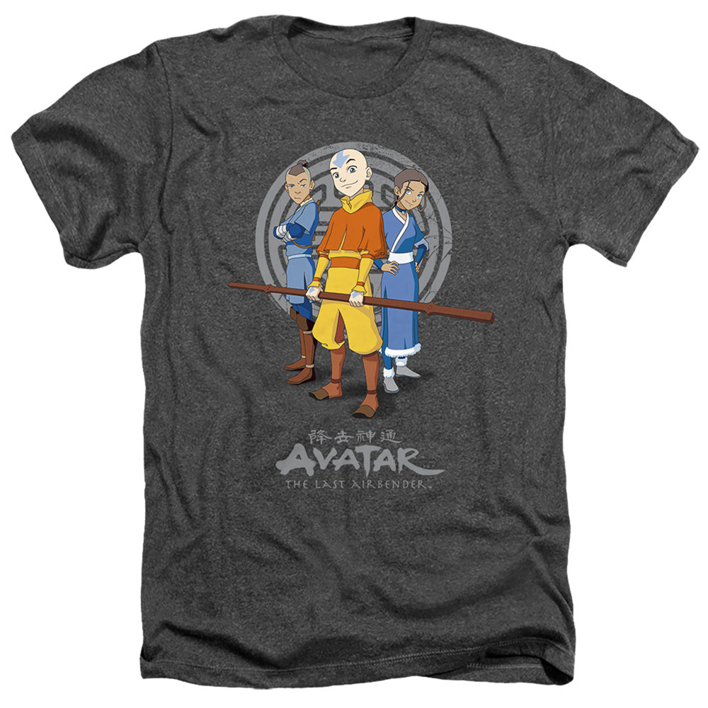 AN OFFCIALLY LICENSED AVATAR THE LAST AIRBENDER TEAM AVATAR MEN'S HEATHER T-SHIRT CHARCOAL