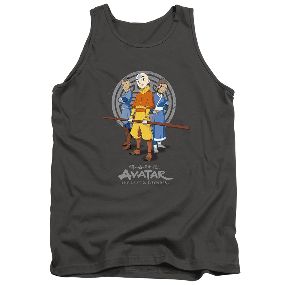 AN OFFCIALLY LICENSED AVATAR THE LAST AIRBENDER TEAM AVATAR ADULT UNISEX TANK TOP CHARCOAL