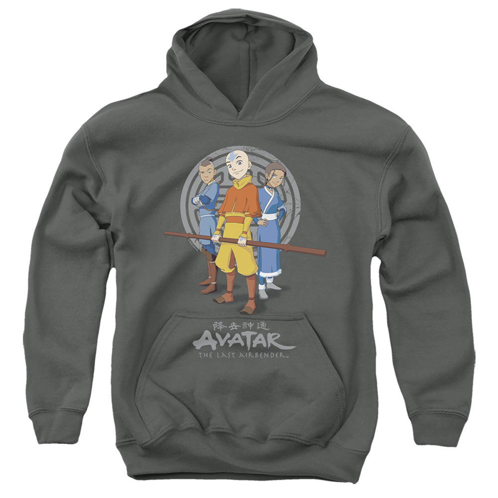 AN OFFCIALLY LICENSED AVATAR THE LAST AIRBENDER TEAM AVATAR YOUTH HOODIE CHARCOAL