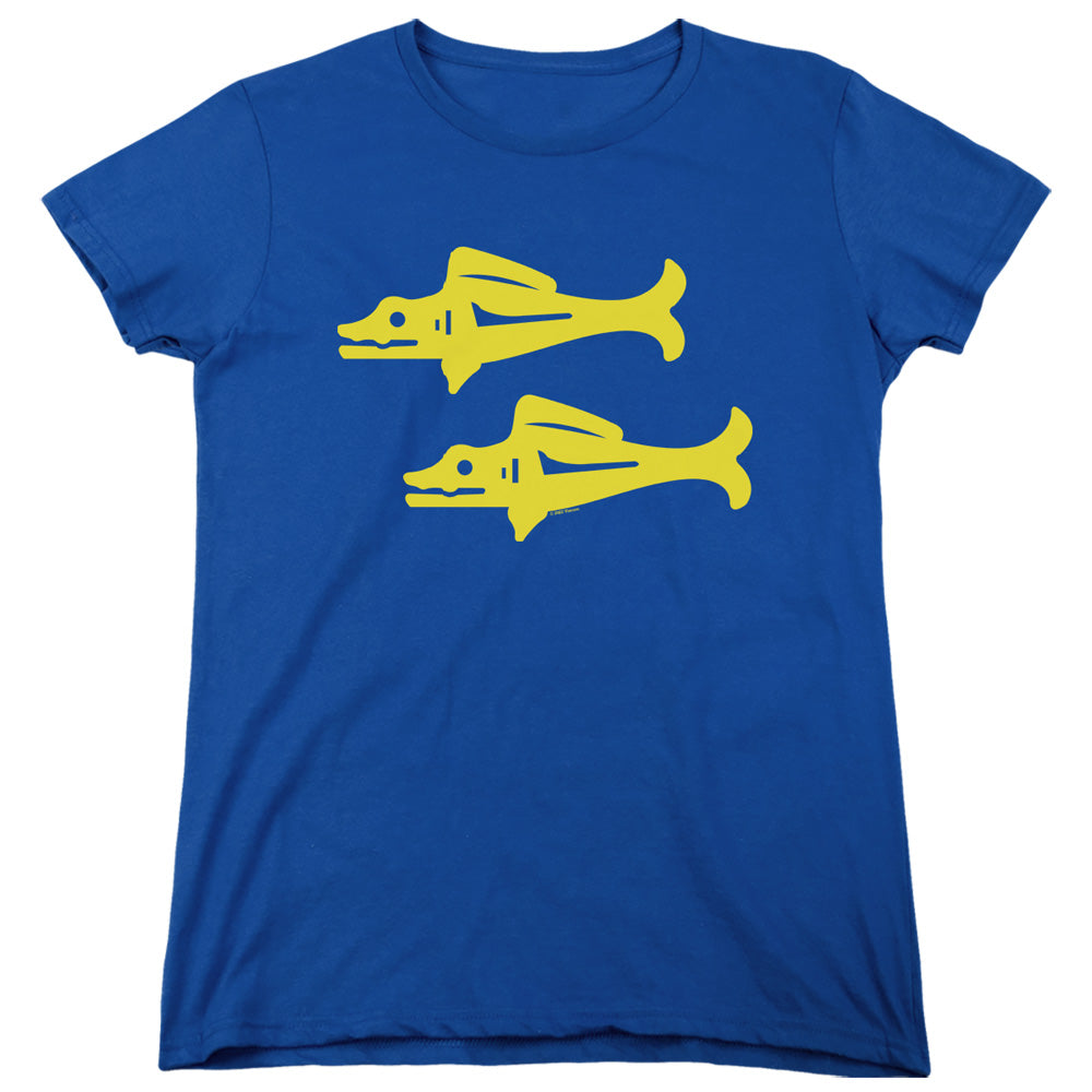 AN OFFCIALLY LICENSED LEGENDS OF THE HIDDEN TEMPLE BLUE BARRACUDAS WOMEN'S REGULAR FIT T-SHIRT ROYAL