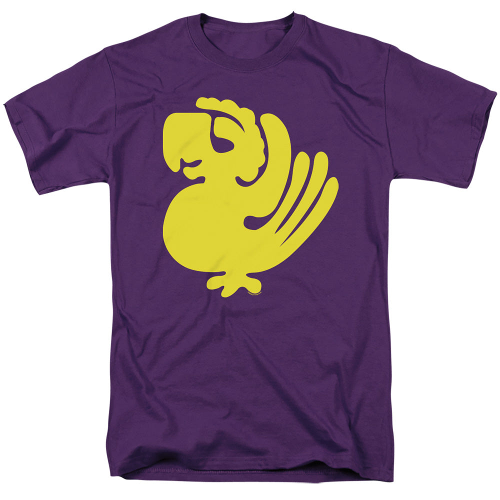 AN OFFCIALLY LICENSED LEGENDS OF THE HIDDEN TEMPLE PURPLE PARROTS MEN'S REGULAR FIT T-SHIRT PURPLE