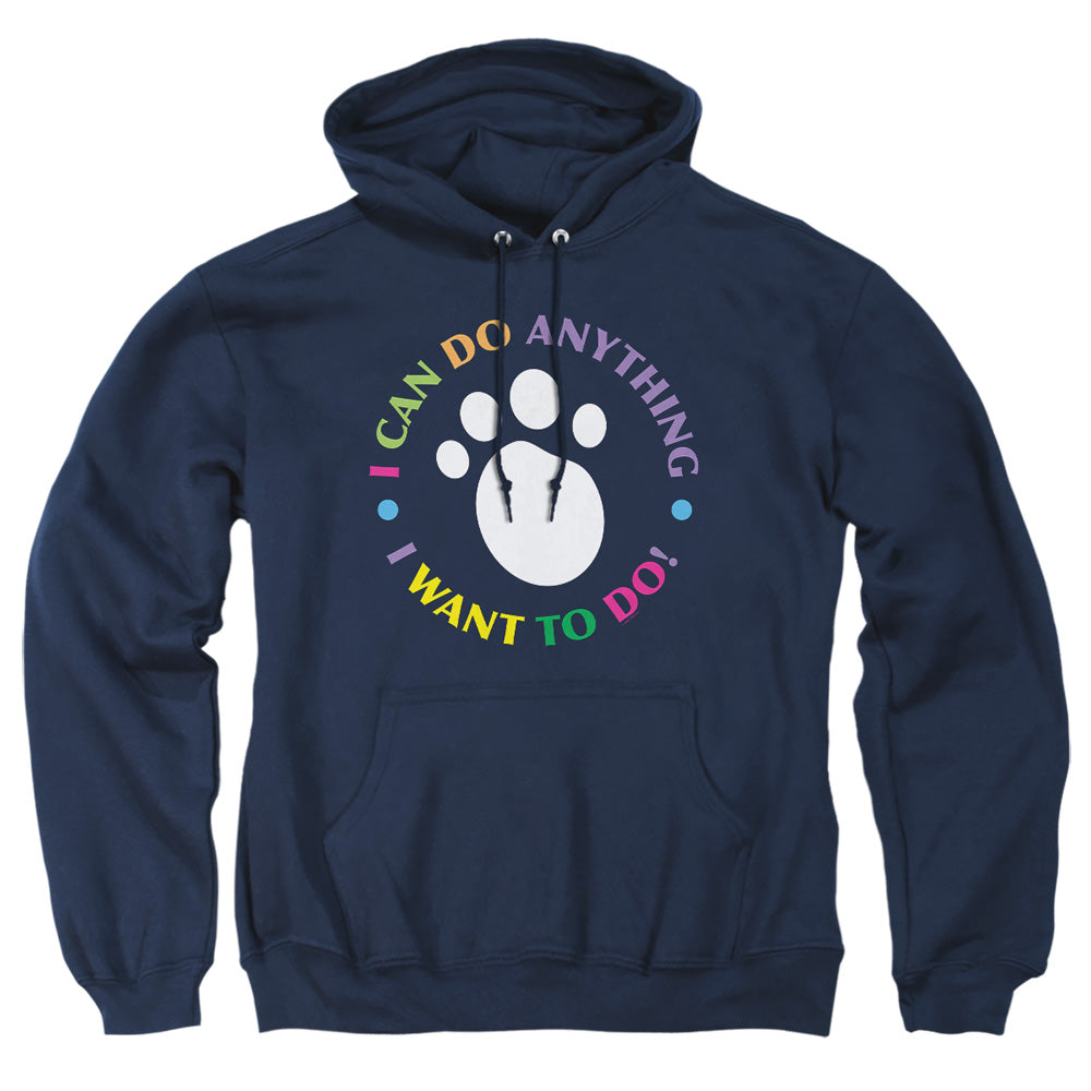 AN OFFCIALLY LICENSED BLUE’S CLUES (CLASSIC) I CAN DO ANYTHING! ADULT UNISEX PULLOVER HOODIE NAVY