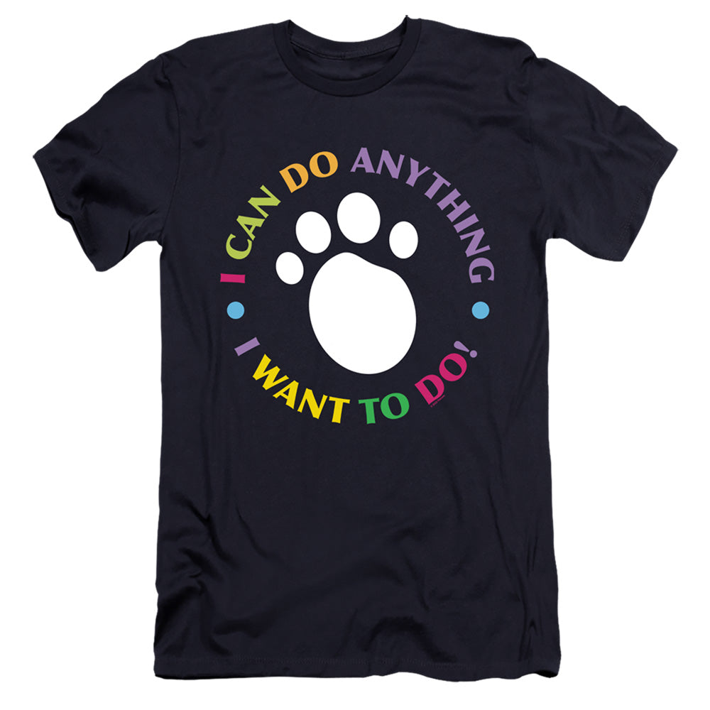AN OFFCIALLY LICENSED BLUE’S CLUES (CLASSIC) I CAN DO ANYTHING! MEN'S PREMIUM SLIM FIT T-SHIRT NAVY
