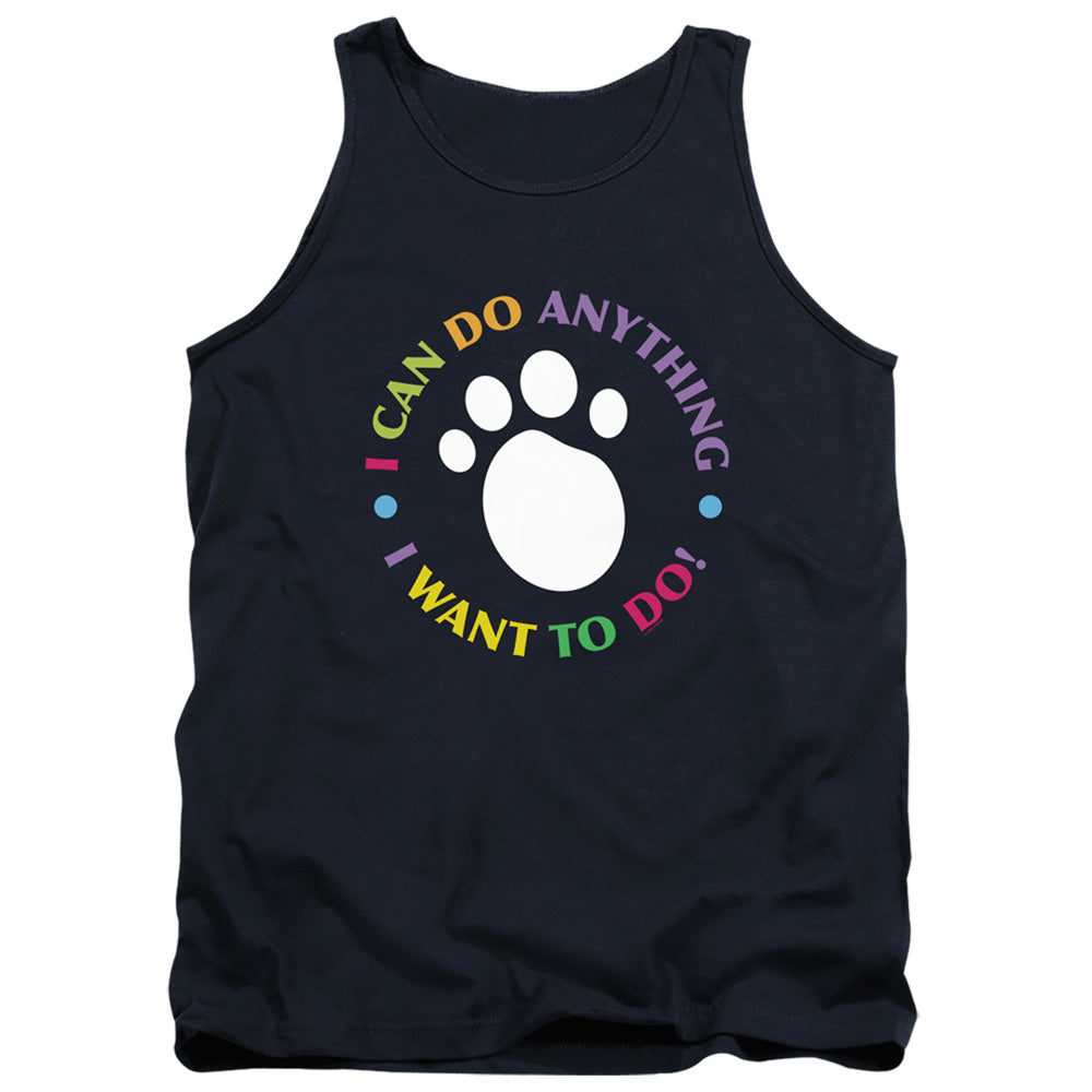 AN OFFCIALLY LICENSED BLUE’S CLUES (CLASSIC) I CAN DO ANYTHING! ADULT UNISEX TANK TOP NAVY
