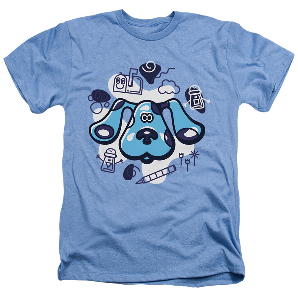 AN OFFCIALLY LICENSED BLUE’S CLUES (CLASSIC) AND FRIENDS MEN'S HEATHER T-SHIRT LIGHT BLUE