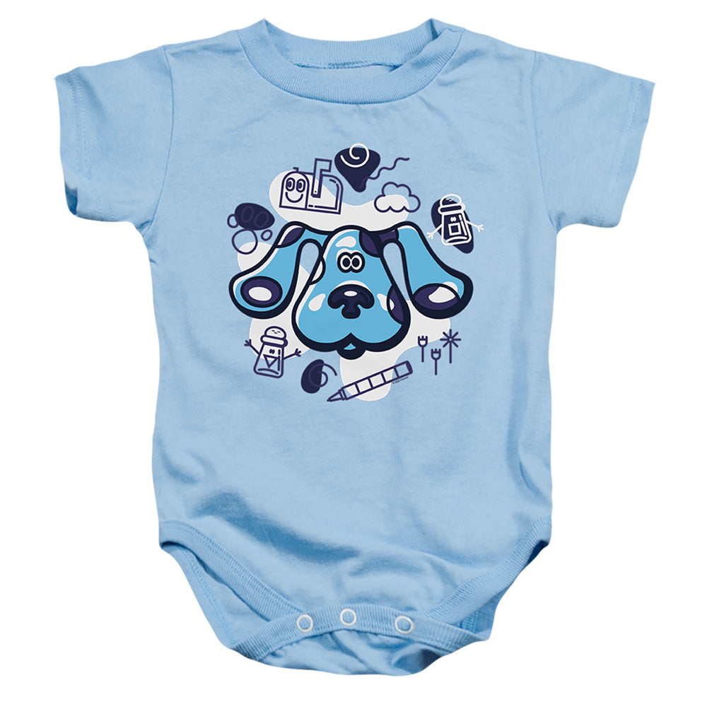 AN OFFCIALLY LICENSED BLUE’S CLUES (CLASSIC) AND FRIENDS BABY BODYSUIT LIGHT BLUE