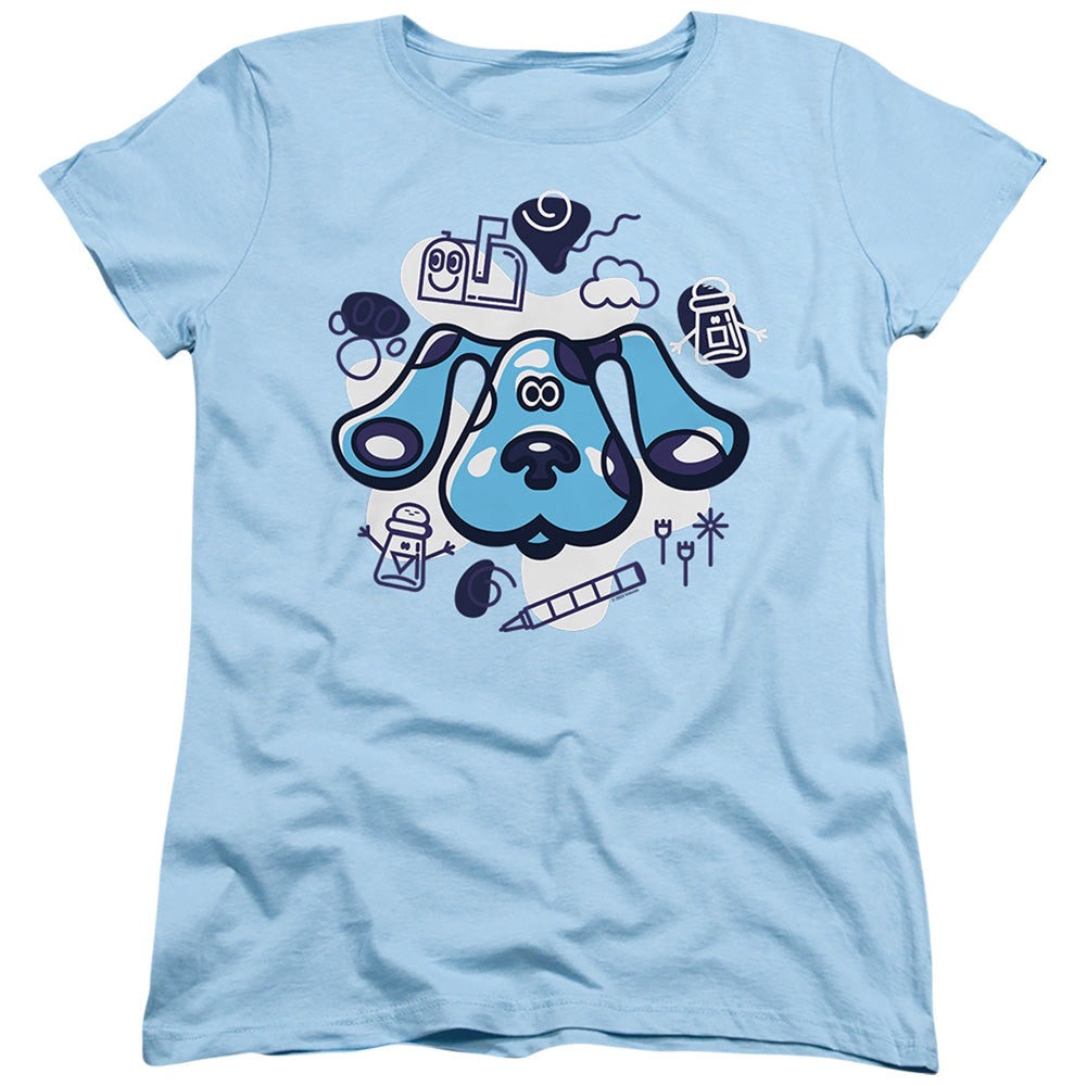 AN OFFCIALLY LICENSED BLUE’S CLUES (CLASSIC) AND FRIENDS WOMEN'S REGULAR FIT T-SHIRT LIGHT BLUE