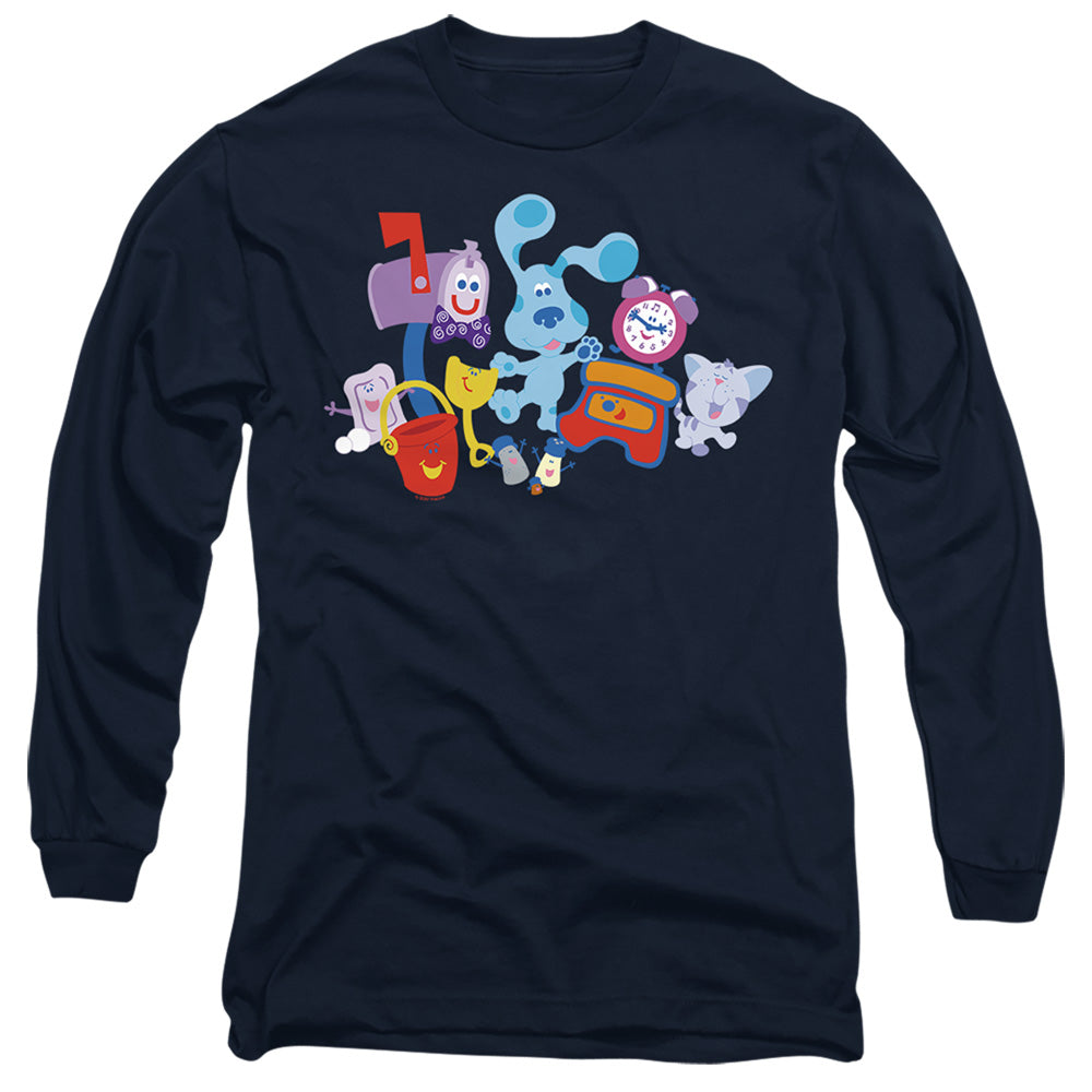 AN OFFCIALLY LICENSED BLUES CLUES CHARACTERS MEN'S LONG SLEEVE T-SHIRT NAVY