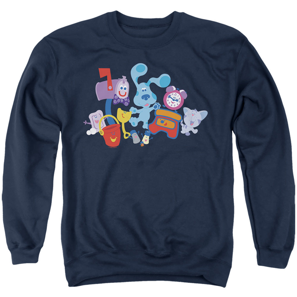 AN OFFCIALLY LICENSED BLUES CLUES CHARACTERS ADULT UNISEX CREWNECK SWEATSHIRT NAVY