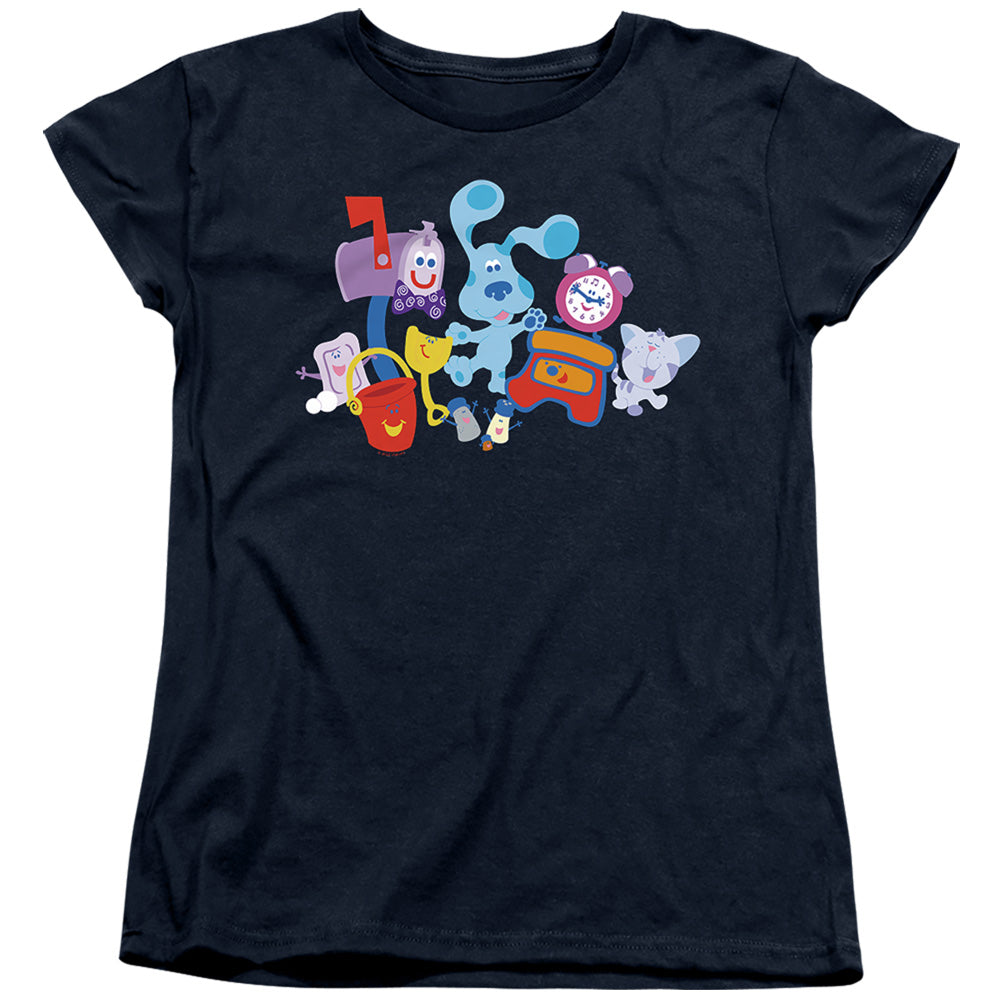 AN OFFCIALLY LICENSED BLUES CLUES CHARACTERS WOMEN'S REGULAR FIT T-SHIRT NAVY