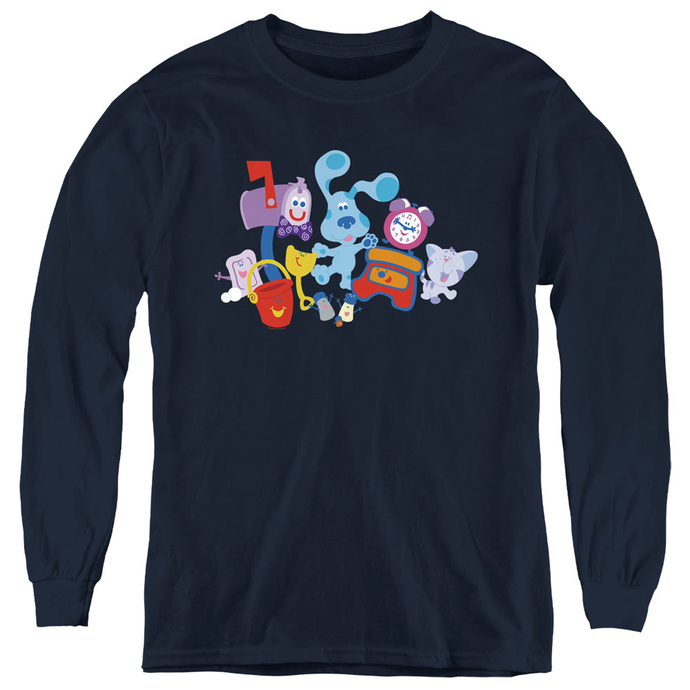 AN OFFCIALLY LICENSED BLUES CLUES CHARACTERS YOUTH LONG SLEEVE T-SHIRT NAVY