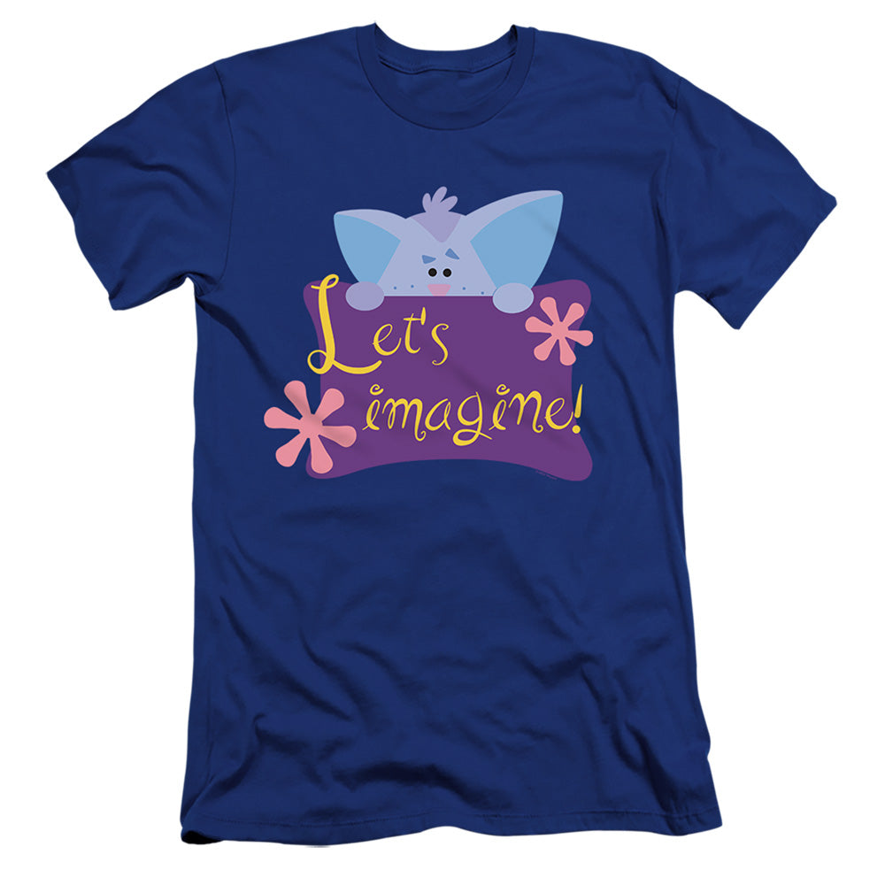 AN OFFCIALLY LICENSED BLUE’S CLUES (CLASSIC) LET’S IMAGINE! MEN'S PREMIUM SLIM FIT T-SHIRT ROYAL