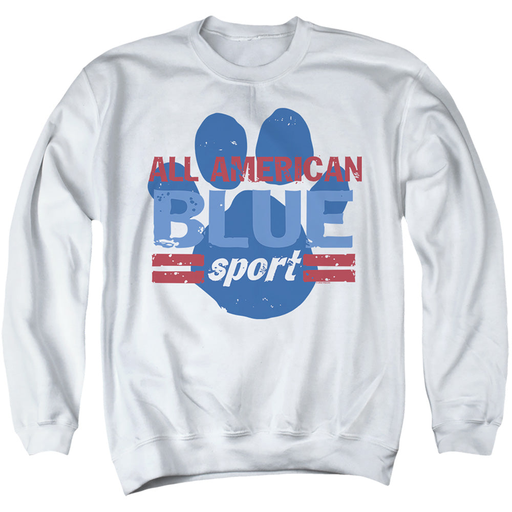 AN OFFCIALLY LICENSED BLUE’S CLUES (CLASSIC) ALL AMERICAN SPORT ADULT UNISEX CREWNECK SWEATSHIRT WHITE