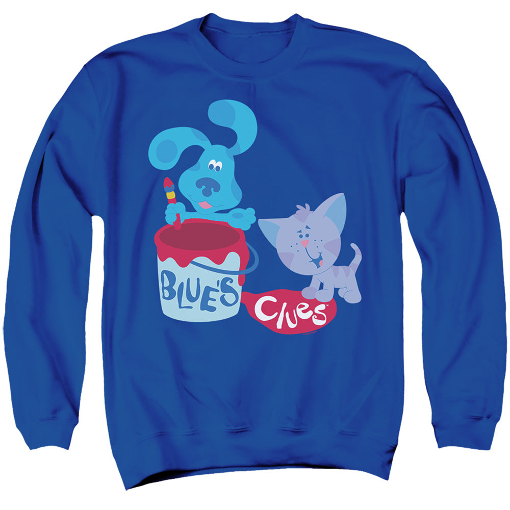 AN OFFCIALLY LICENSED BLUE’S CLUES (CLASSIC) PAINT IT! ADULT UNISEX CREWNECK SWEATSHIRT ROYAL