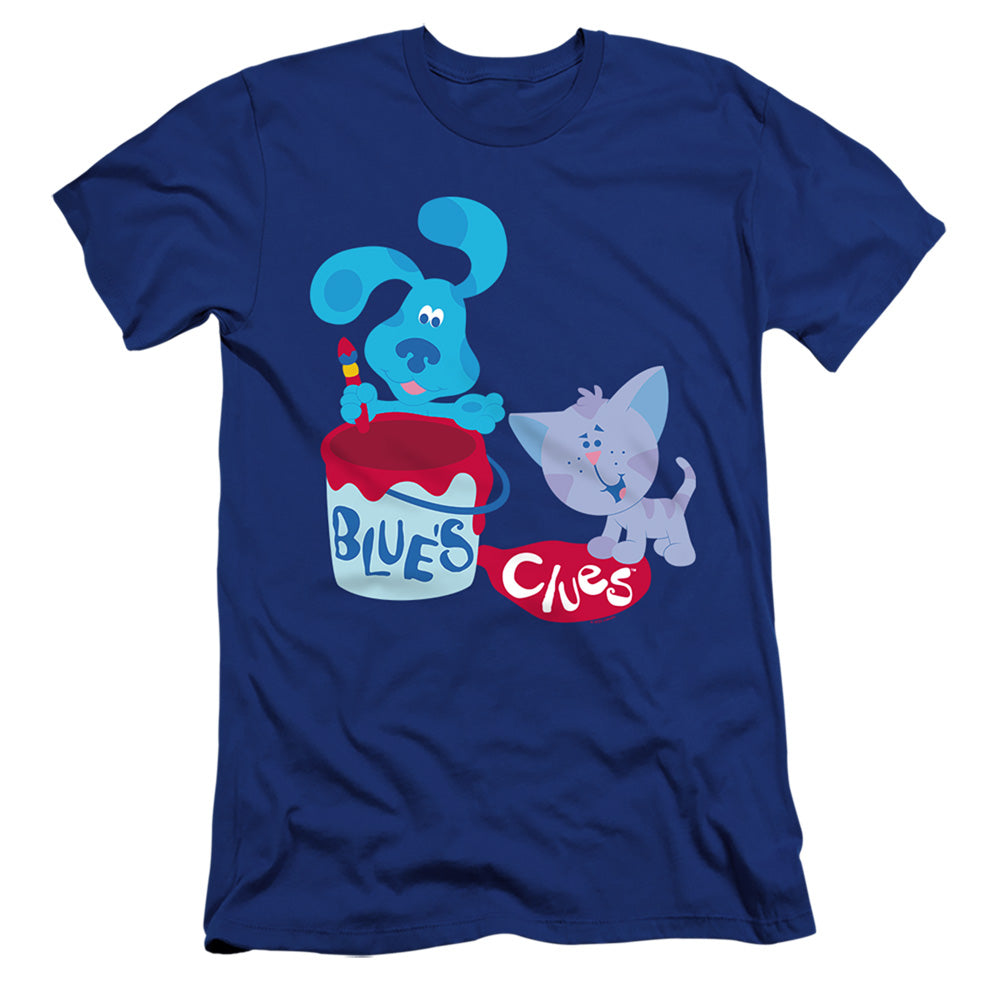 AN OFFCIALLY LICENSED BLUE’S CLUES (CLASSIC) PAINT IT! MEN'S PREMIUM SLIM FIT T-SHIRT ROYAL