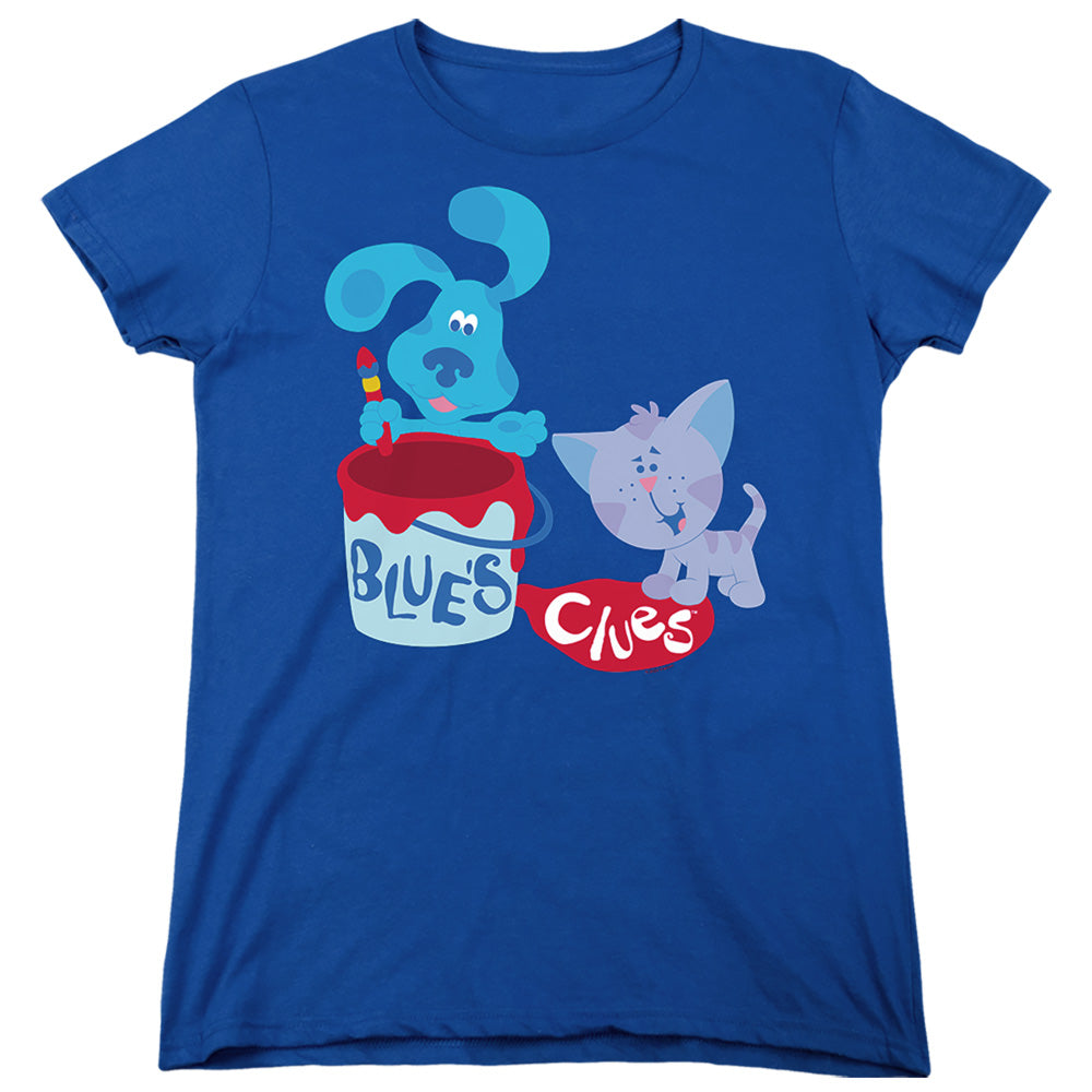 AN OFFCIALLY LICENSED BLUE’S CLUES (CLASSIC) PAINT IT! WOMEN'S REGULAR FIT T-SHIRT ROYAL