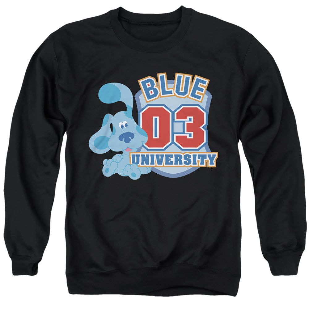 AN OFFCIALLY LICENSED BLUE’S CLUES (CLASSIC) UNIVERSITY ADULT UNISEX CREWNECK SWEATSHIRT BLACK