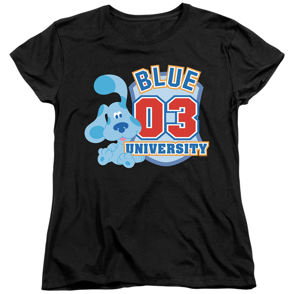 AN OFFCIALLY LICENSED BLUE’S CLUES (CLASSIC) UNIVERSITY WOMEN'S REGULAR FIT T-SHIRT BLACK