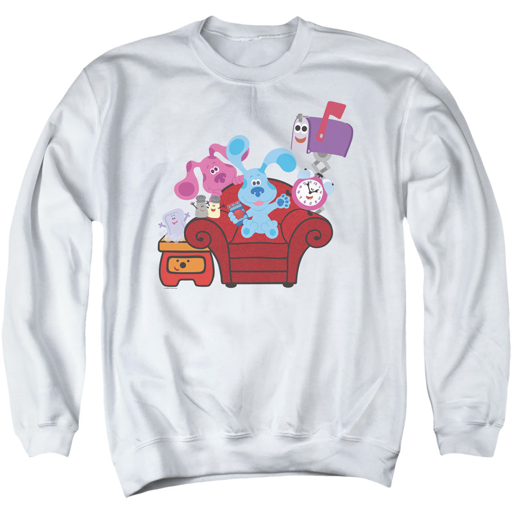 AN OFFCIALLY LICENSED BLUES CLUES & YOU FRIENDS FOREVER ADULT UNISEX CREWNECK SWEATSHIRT WHITE