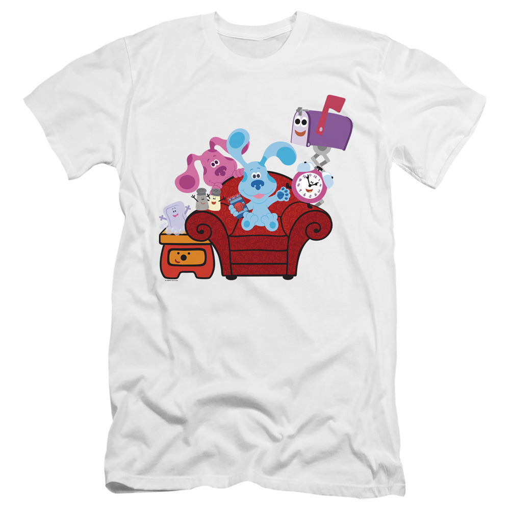AN OFFCIALLY LICENSED BLUES CLUES & YOU FRIENDS FOREVER MEN'S PREMIUM SLIM FIT T-SHIRT WHITE