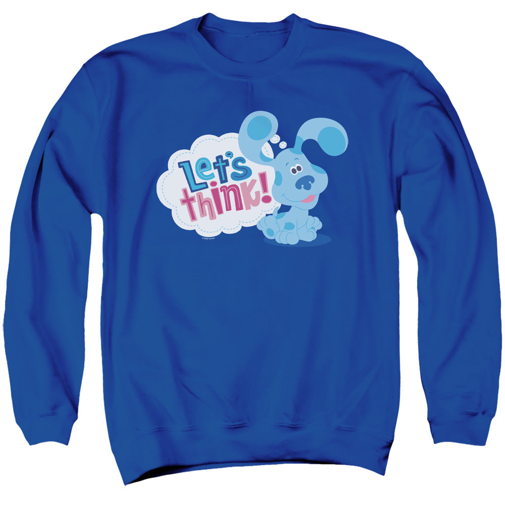 AN OFFCIALLY LICENSED BLUES CLUES & YOU LET’S THINK ADULT UNISEX CREWNECK SWEATSHIRT ROYAL