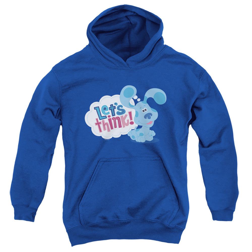 AN OFFCIALLY LICENSED BLUES CLUES & YOU LET’S THINK YOUTH HOODIE ROYAL