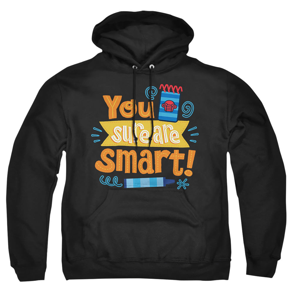 AN OFFCIALLY LICENSED BLUES CLUES & YOU YOU SURE ARE SMART! ADULT UNISEX PULLOVER HOODIE BLACK