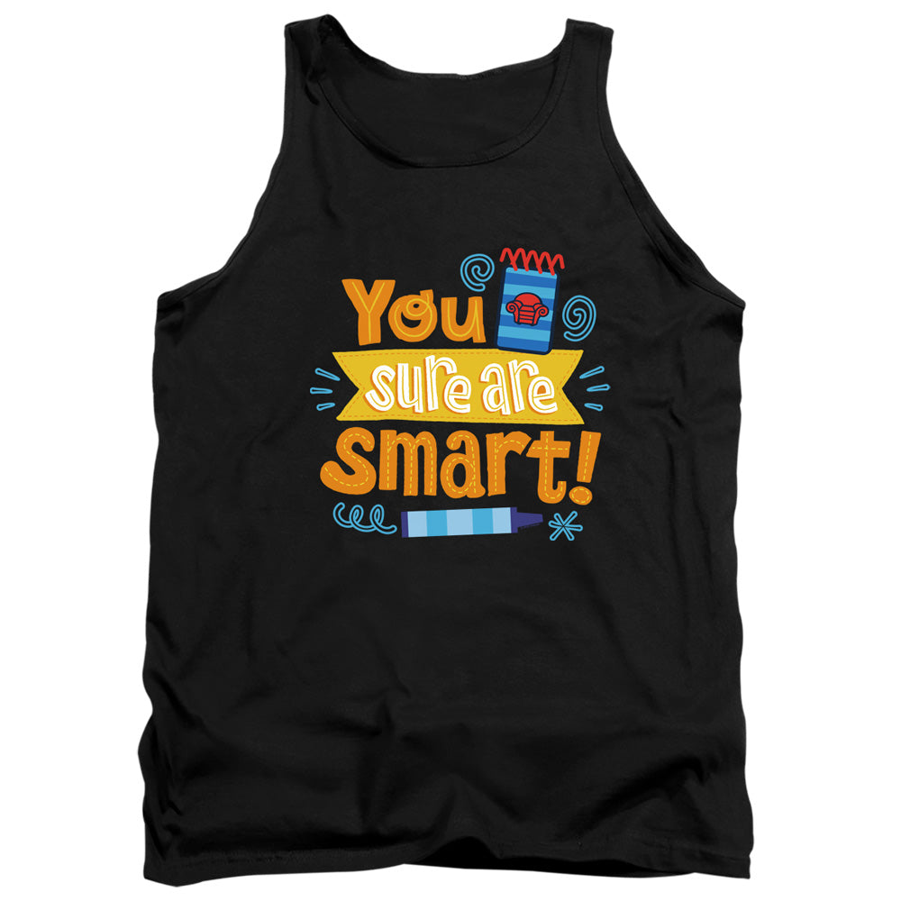 AN OFFCIALLY LICENSED BLUES CLUES & YOU YOU SURE ARE SMART! ADULT UNISEX TANK TOP BLACK