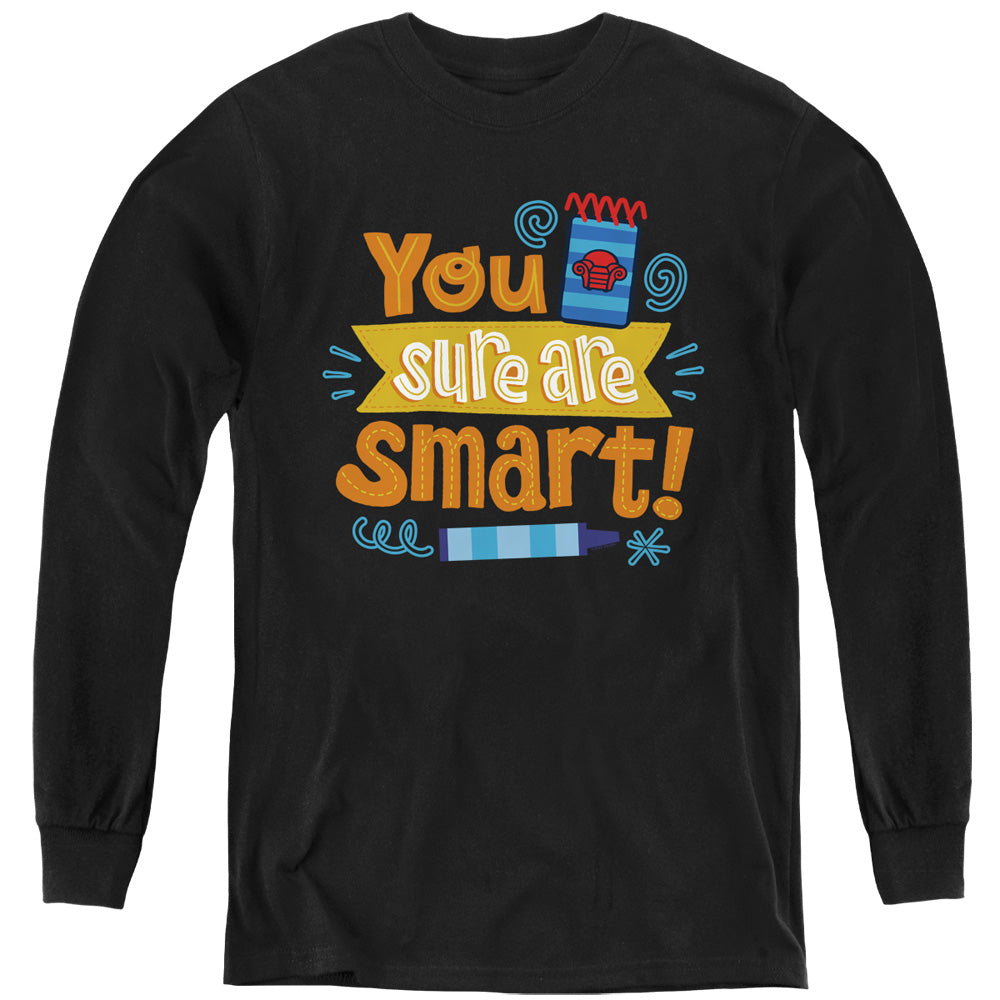 AN OFFCIALLY LICENSED BLUES CLUES & YOU YOU SURE ARE SMART! YOUTH LONG SLEEVE T-SHIRT BLACK