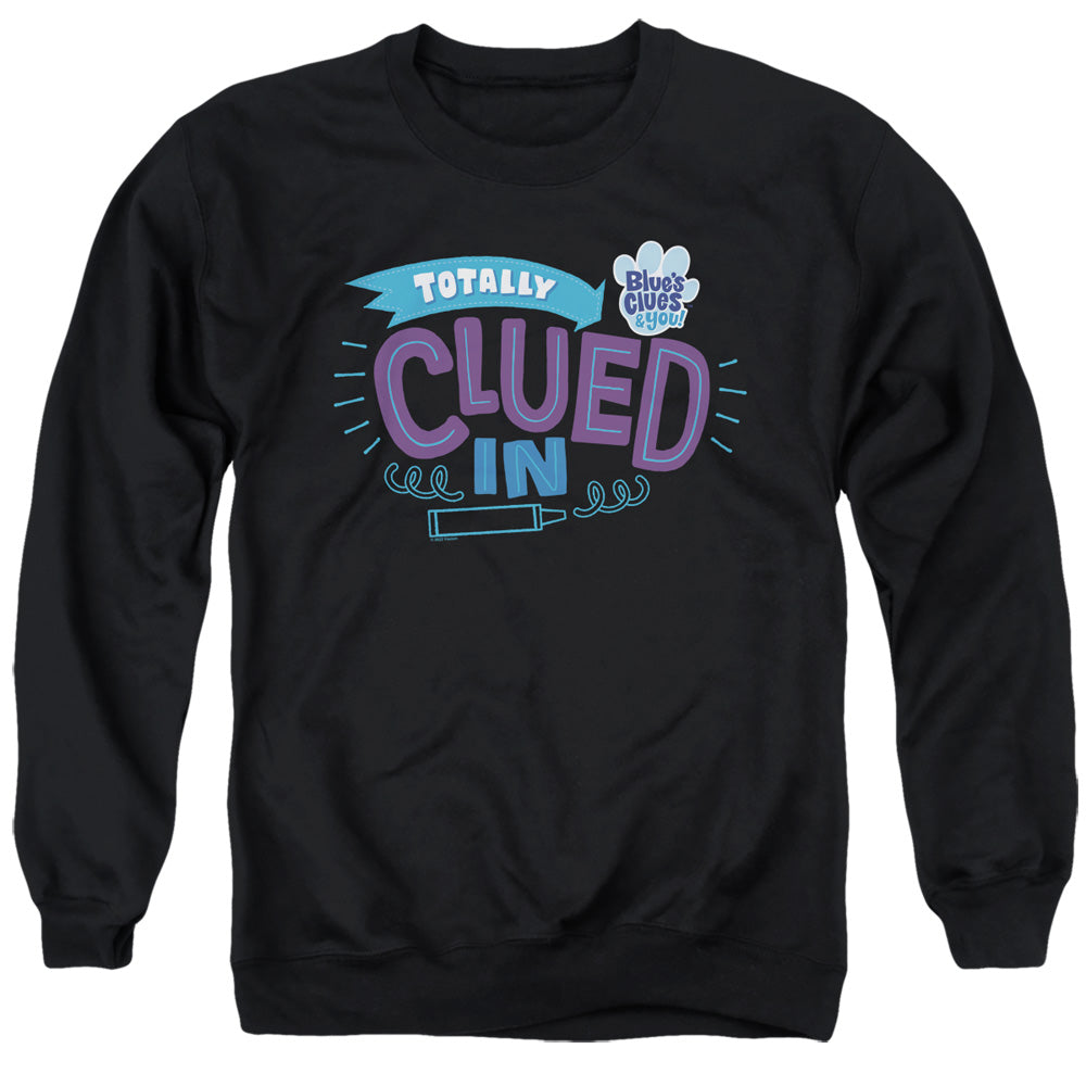 AN OFFCIALLY LICENSED BLUES CLUES & YOU TOTALLY CLUED IN ADULT UNISEX CREWNECK SWEATSHIRT BLACK