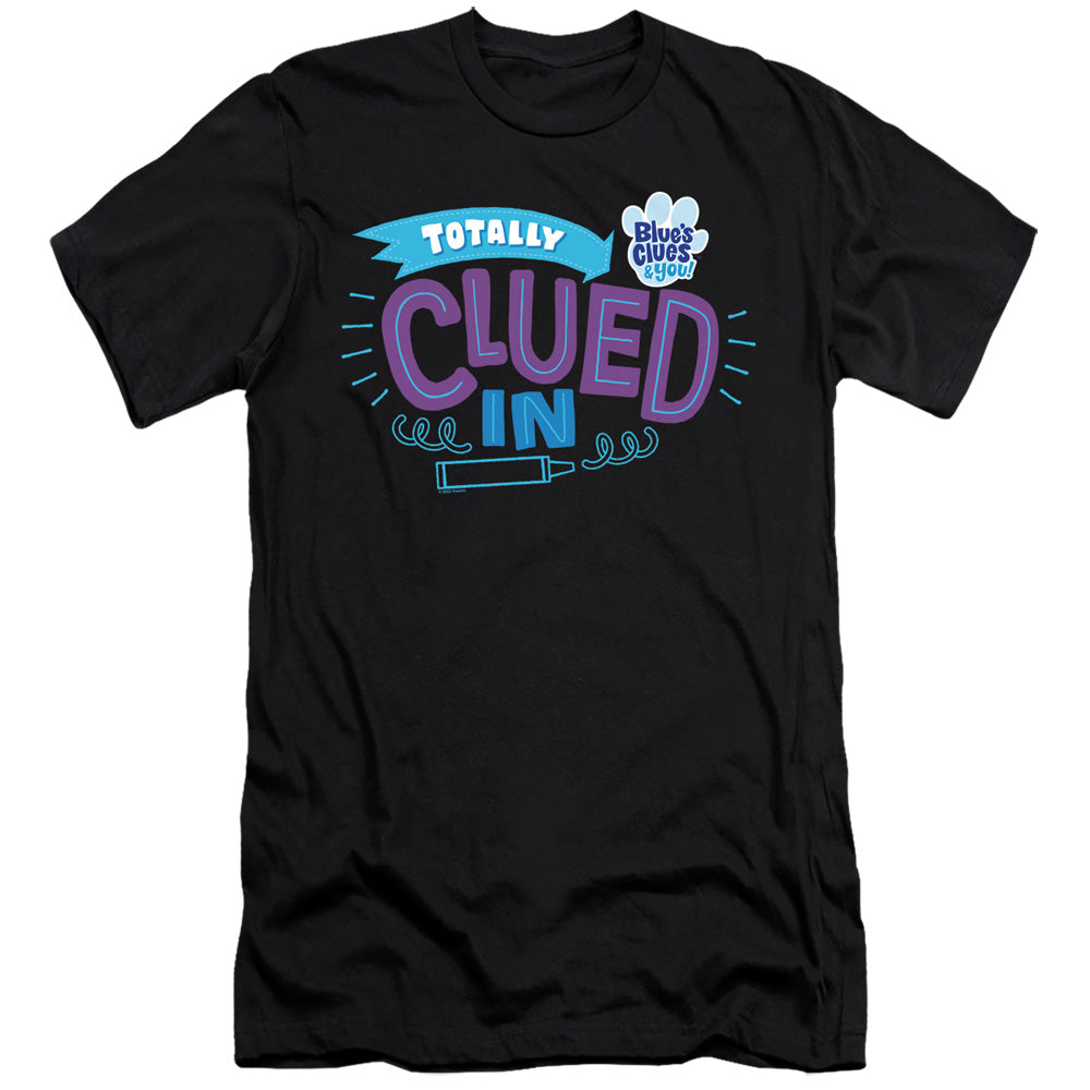 AN OFFCIALLY LICENSED BLUES CLUES & YOU TOTALLY CLUED IN MEN'S PREMIUM SLIM FIT T-SHIRT BLACK