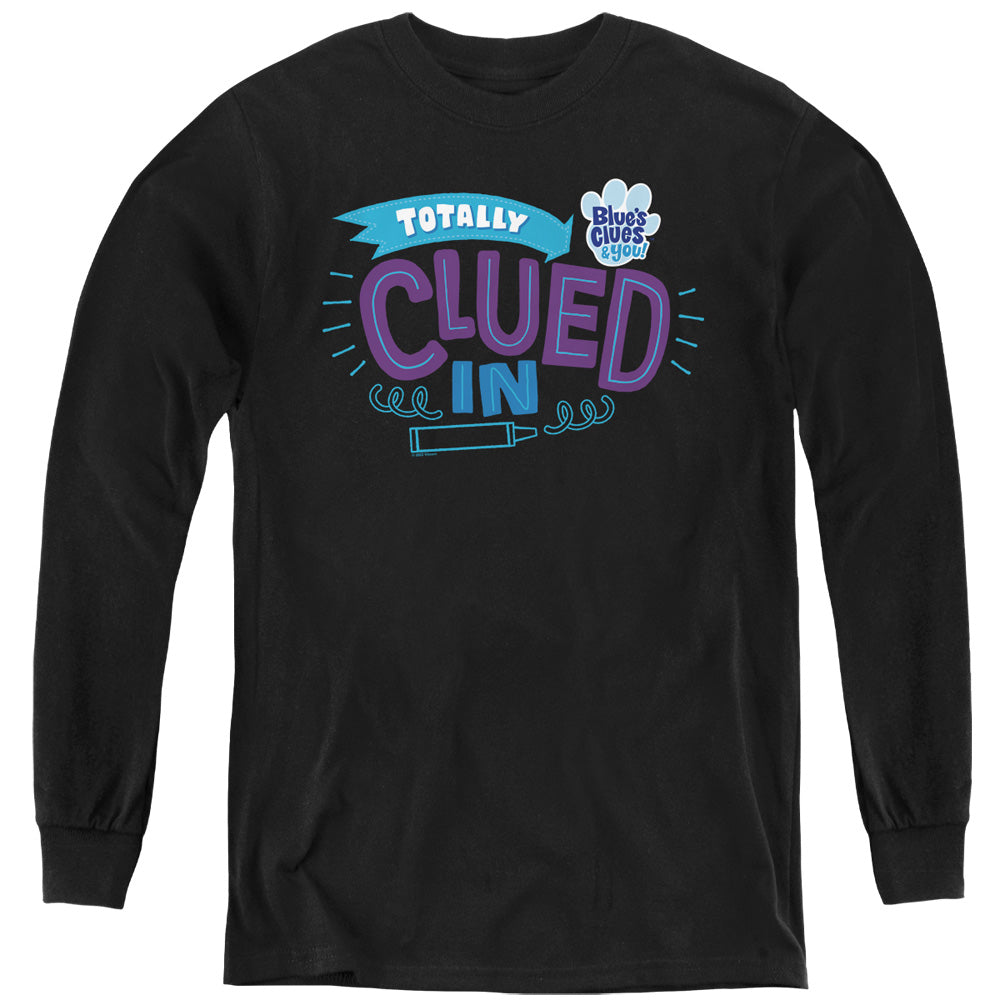 AN OFFCIALLY LICENSED BLUES CLUES & YOU TOTALLY CLUED IN YOUTH LONG SLEEVE T-SHIRT BLACK