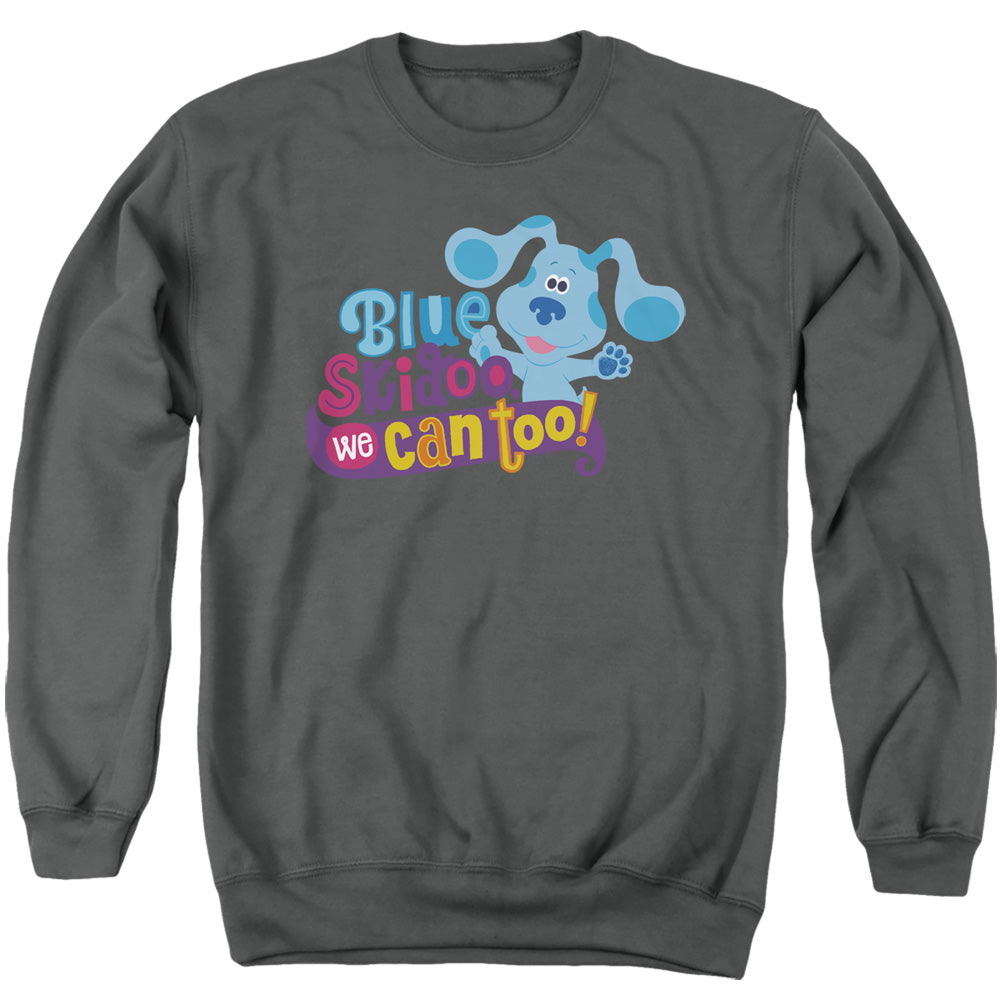 AN OFFCIALLY LICENSED BLUES CLUES & YOU WE CAN TOO! ADULT UNISEX CREWNECK SWEATSHIRT CHARCOAL