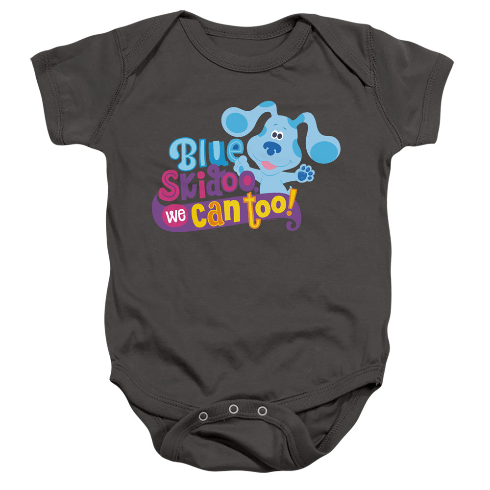 AN OFFCIALLY LICENSED BLUES CLUES & YOU WE CAN TOO! BABY BODYSUIT CHARCOAL