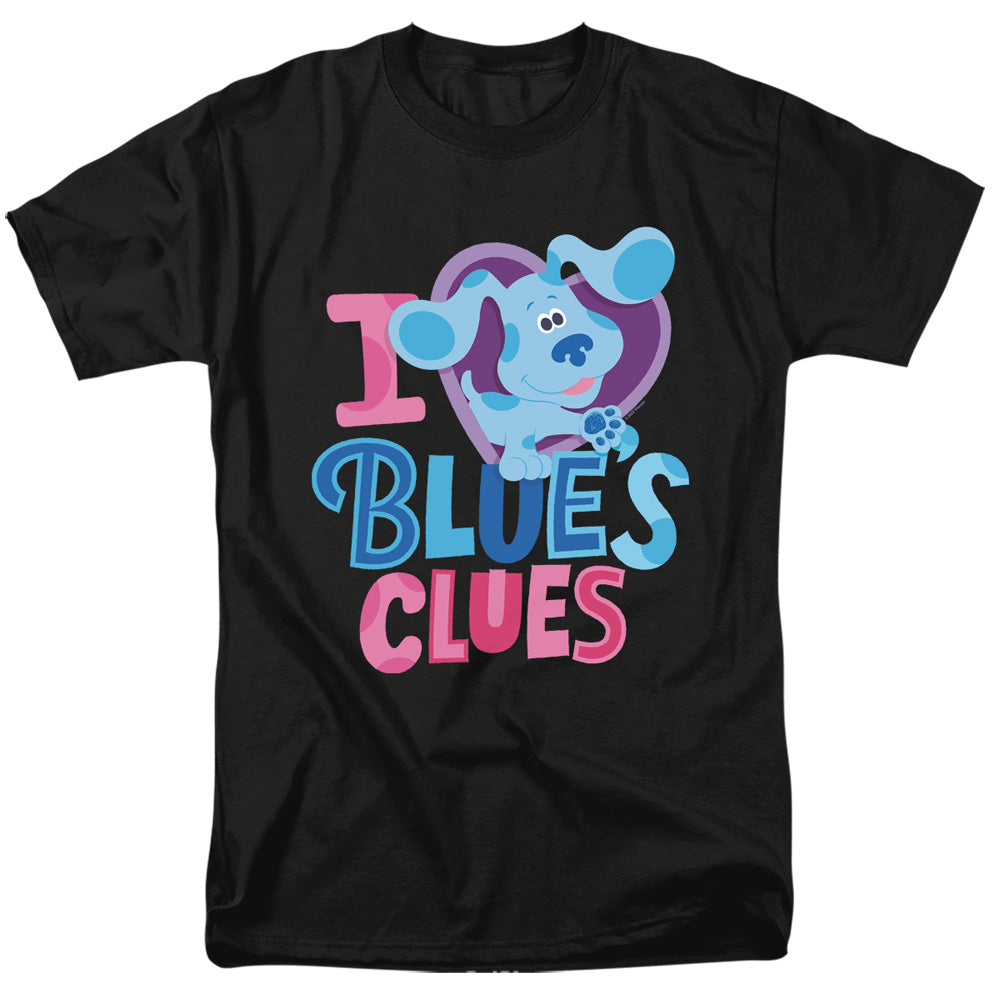 AN OFFCIALLY LICENSED BLUES CLUES & YOU I HEART BLUE MEN'S REGULAR FIT T-SHIRT BLACK