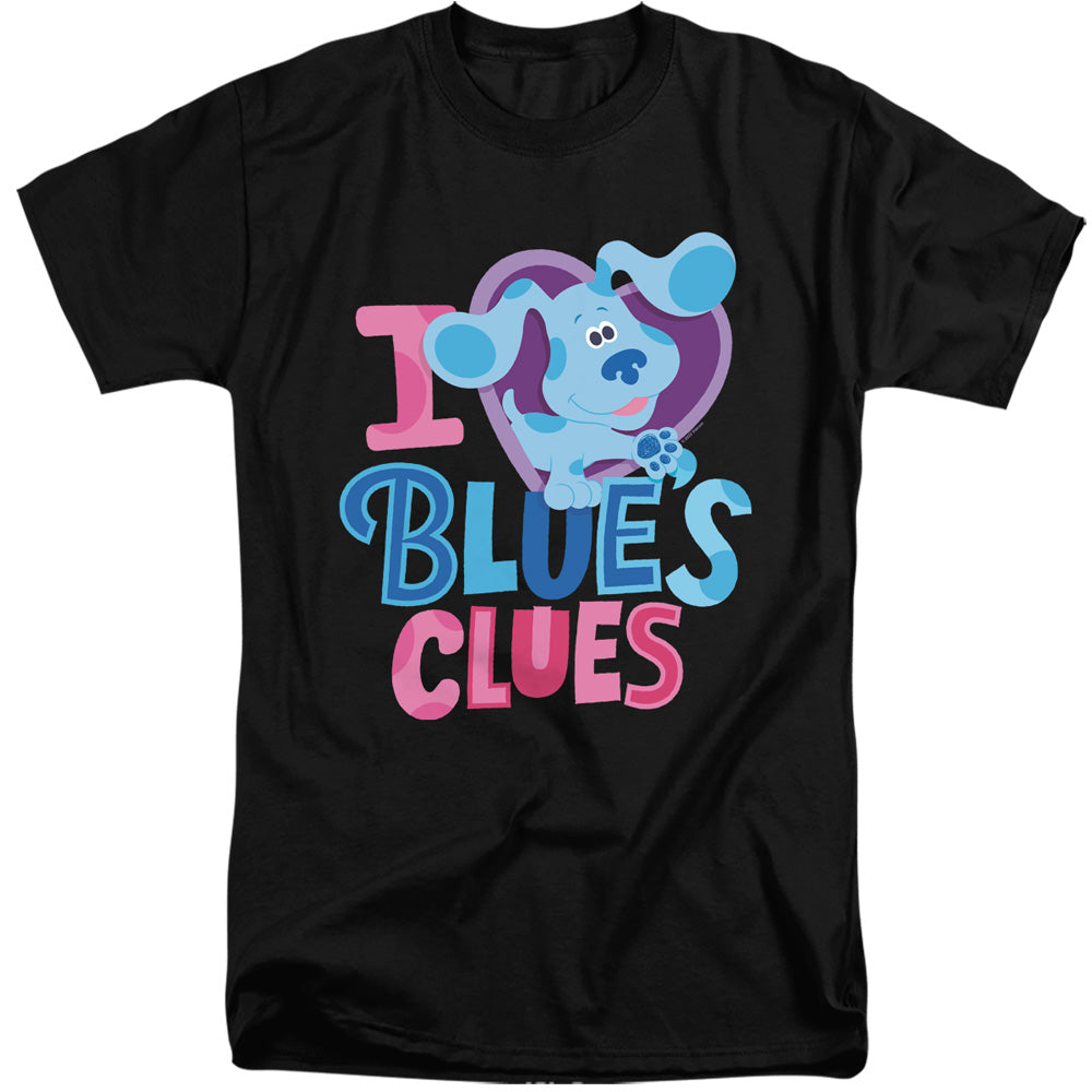 AN OFFCIALLY LICENSED BLUES CLUES & YOU I HEART BLUE MEN'S TALL FIT T-SHIRT BLACK