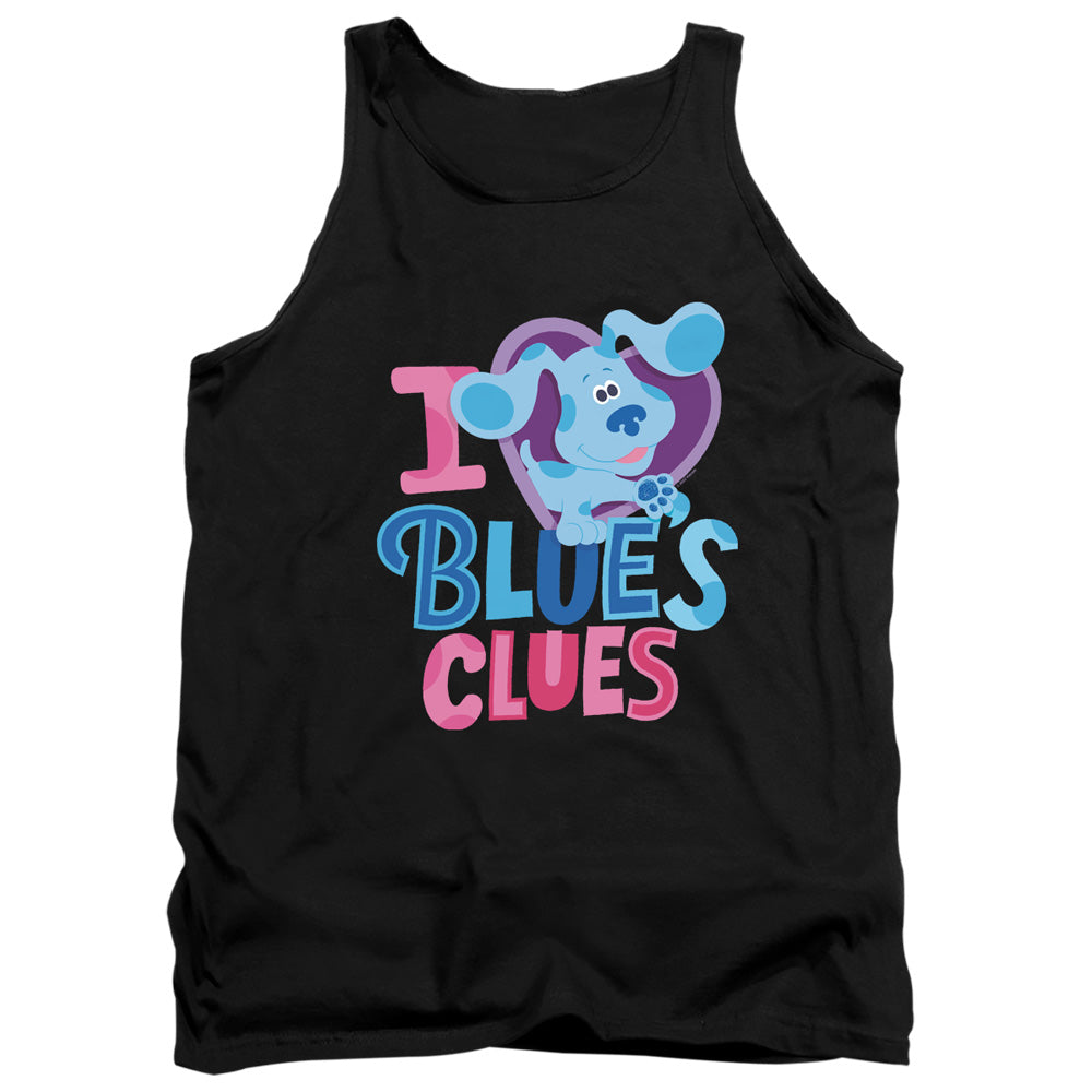 AN OFFCIALLY LICENSED BLUES CLUES & YOU I HEART BLUE ADULT UNISEX TANK TOP BLACK