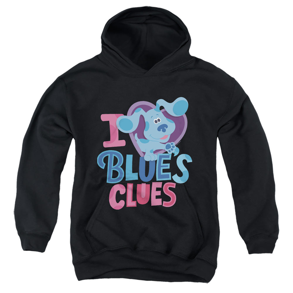 AN OFFCIALLY LICENSED BLUES CLUES & YOU I HEART BLUE YOUTH HOODIE BLACK