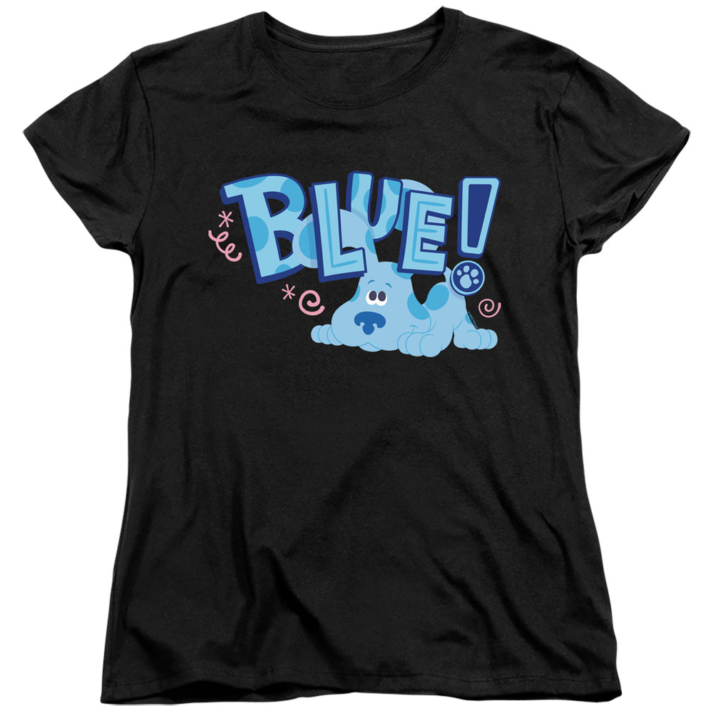 AN OFFCIALLY LICENSED BLUES CLUES & YOU PUPPY! WOMEN'S REGULAR FIT T-SHIRT BLACK