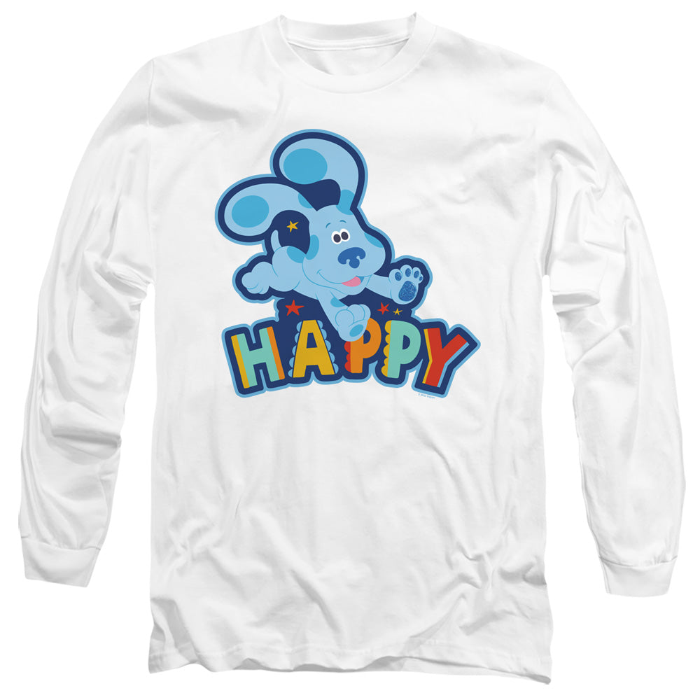 AN OFFCIALLY LICENSED BLUES CLUES & YOU HAPPY PUPPY MEN'S LONG SLEEVE T-SHIRT WHITE
