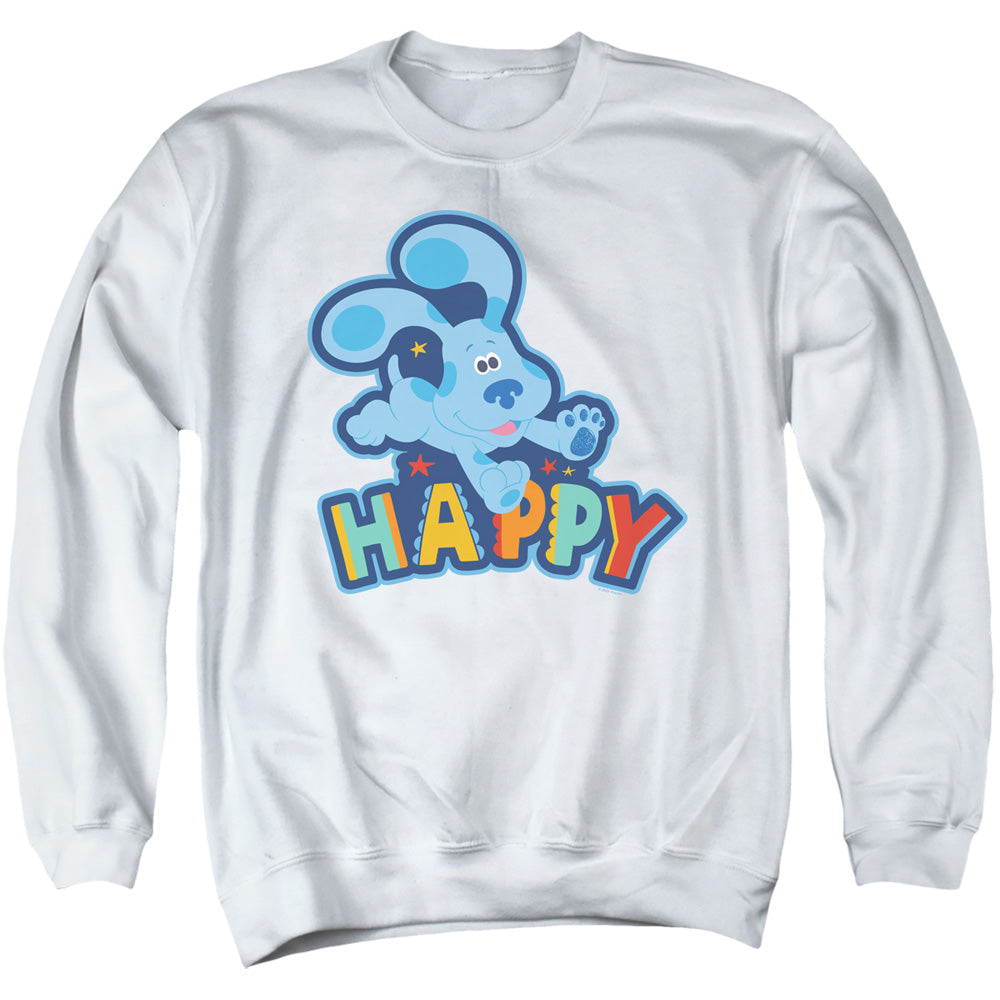 AN OFFCIALLY LICENSED BLUES CLUES & YOU HAPPY PUPPY ADULT UNISEX CREWNECK SWEATSHIRT WHITE