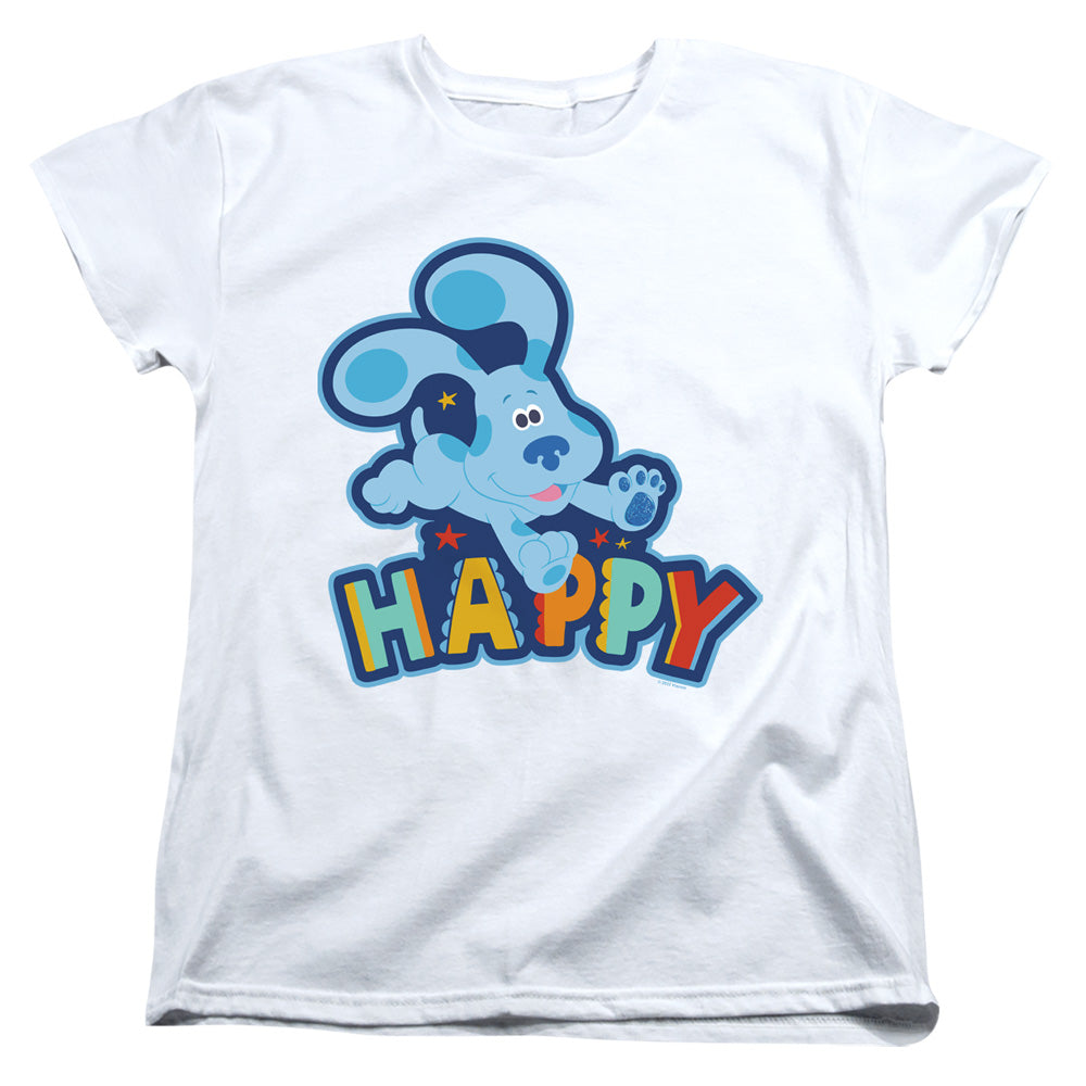 AN OFFCIALLY LICENSED BLUES CLUES & YOU HAPPY PUPPY WOMEN'S REGULAR FIT T-SHIRT WHITE