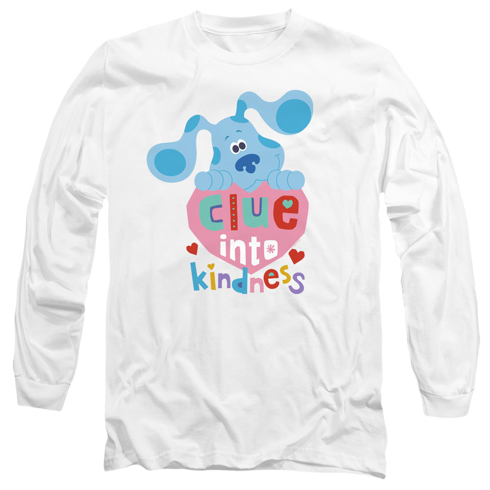 AN OFFCIALLY LICENSED BLUES CLUES & YOU CLUE INTO KINDNESS MEN'S LONG SLEEVE T-SHIRT WHITE