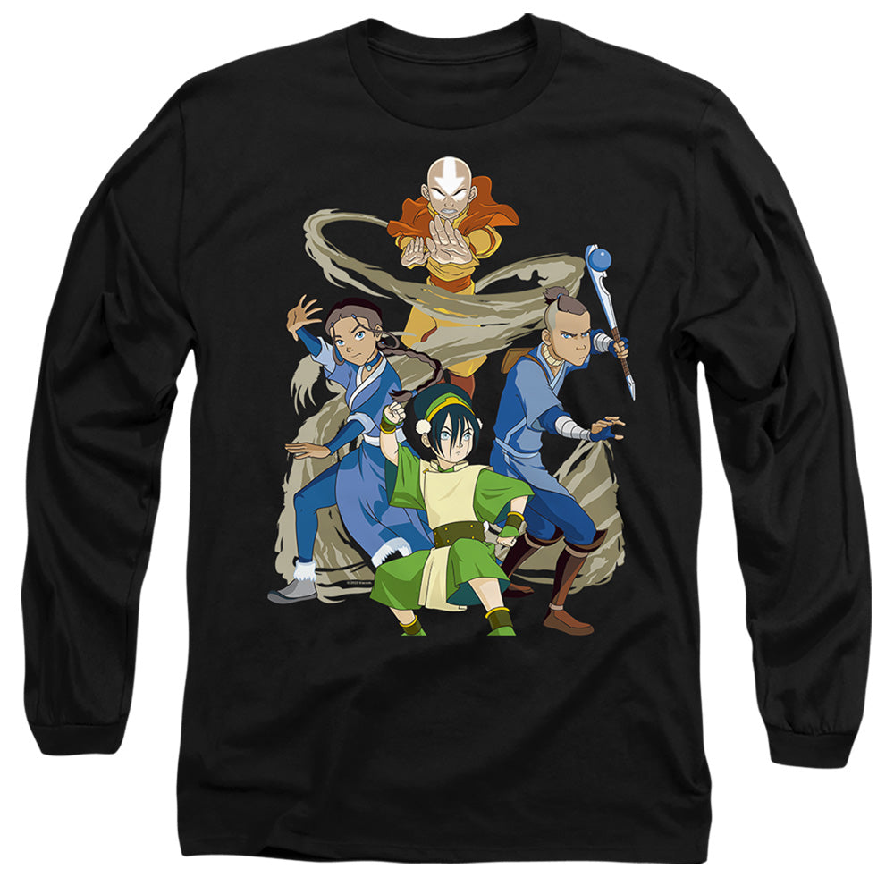 AN OFFCIALLY LICENSED AVATAR THE LAST AIRBENDER TEAM AVATAR ELEMENTS MEN'S LONG SLEEVE T-SHIRT BLACK
