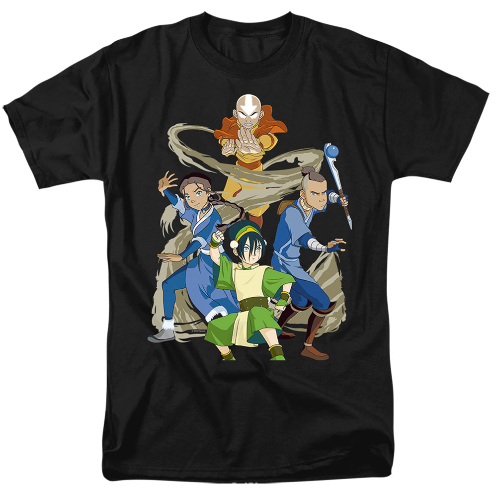 AN OFFCIALLY LICENSED AVATAR THE LAST AIRBENDER TEAM AVATAR ELEMENTS MEN'S REGULAR FIT T-SHIRT BLACK