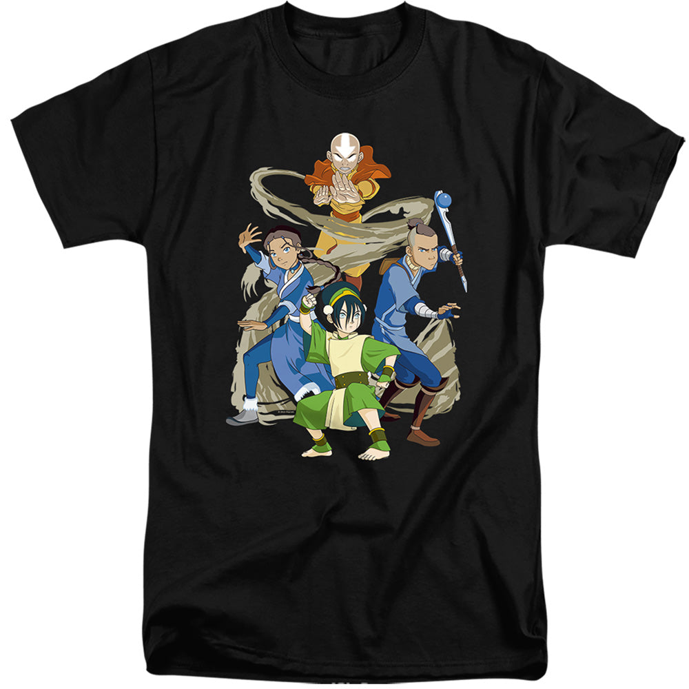 AN OFFCIALLY LICENSED AVATAR THE LAST AIRBENDER TEAM AVATAR ELEMENTS MEN'S TALL FIT T-SHIRT BLACK