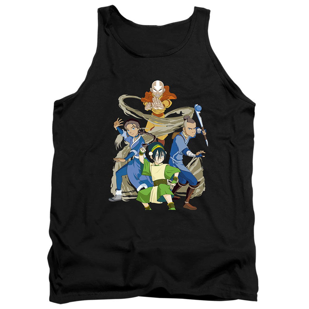 AN OFFCIALLY LICENSED AVATAR THE LAST AIRBENDER TEAM AVATAR ELEMENTS ADULT UNISEX TANK TOP BLACK