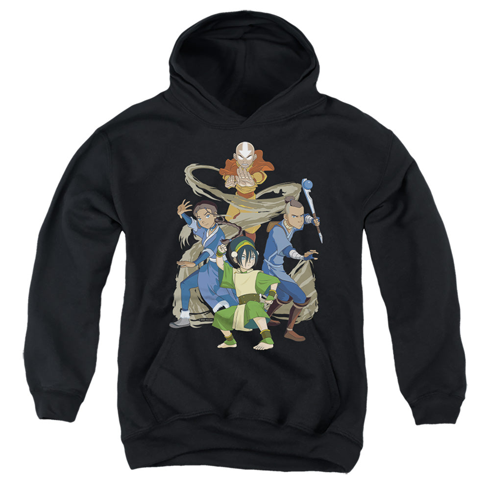 AN OFFCIALLY LICENSED AVATAR THE LAST AIRBENDER TEAM AVATAR ELEMENTS YOUTH HOODIE BLACK
