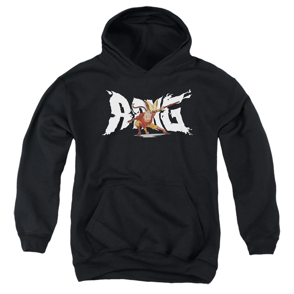 AN OFFCIALLY LICENSED AVATAR THE LAST AIRBENDER AANG AND MOMO YOUTH HOODIE BLACK